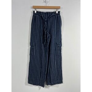 Maurices Euro Summer Fisherman Striped Wide Leg Pants Boho Tie Waist Women Small